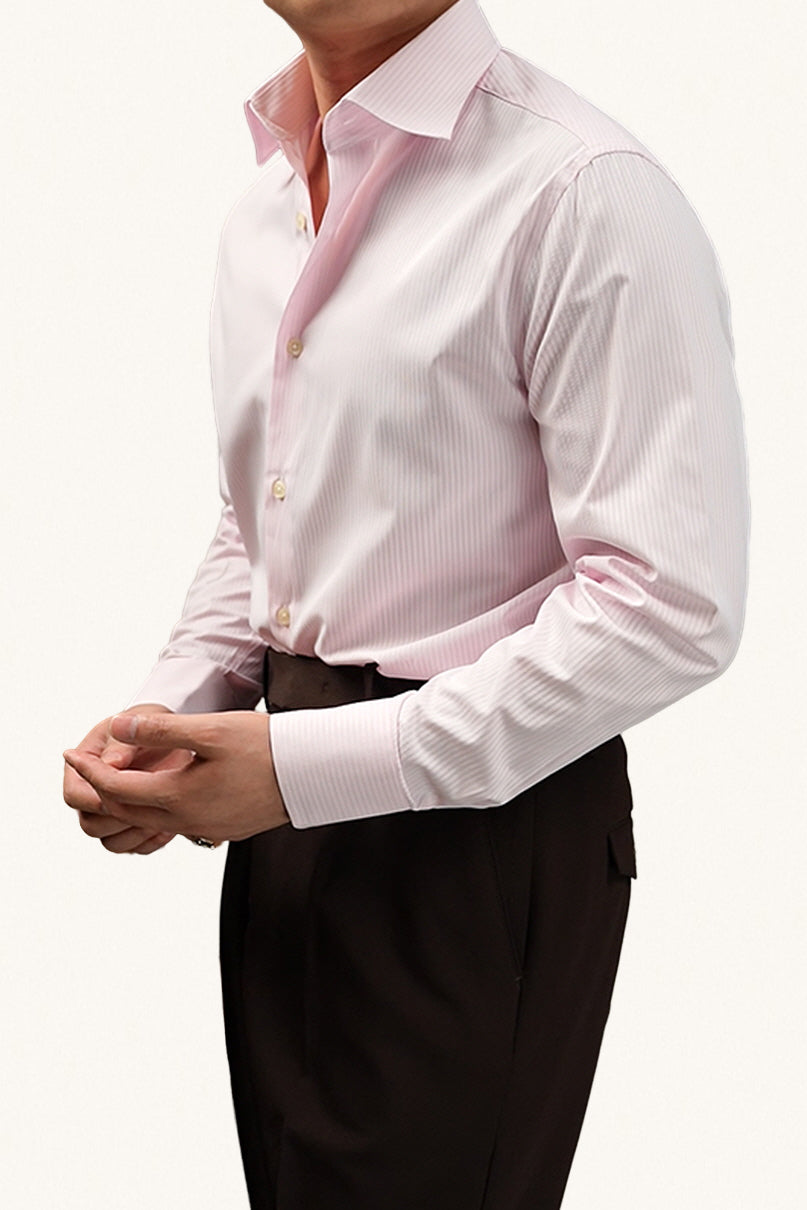 MONSEN Suitory Windsor-Collar Stripe Shirt in Cotton front view
