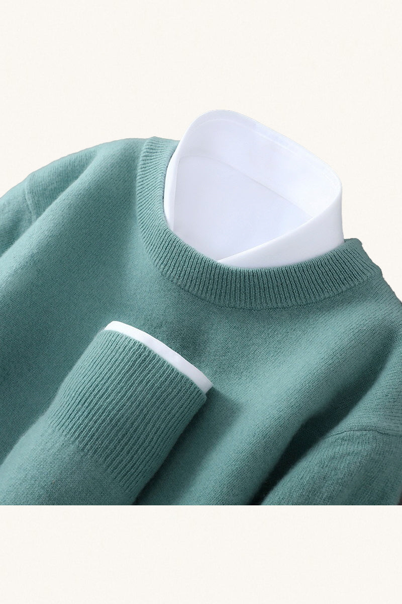 MONSEN Suitory 100% Wool Crewneck Sweater front view