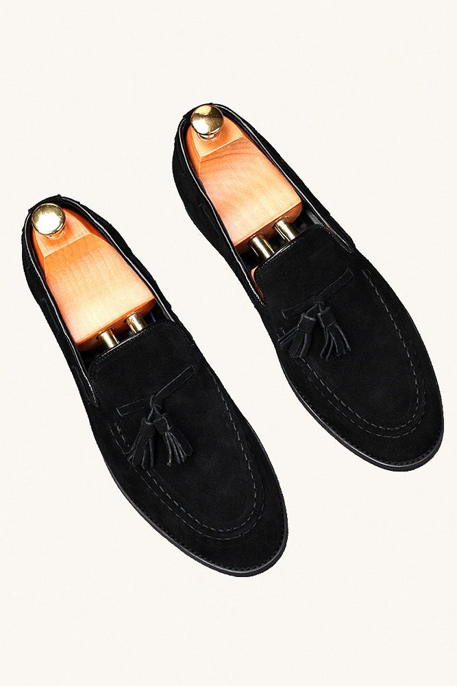 MONSEN Suitory Genuine Suede Tassel Loafers front view