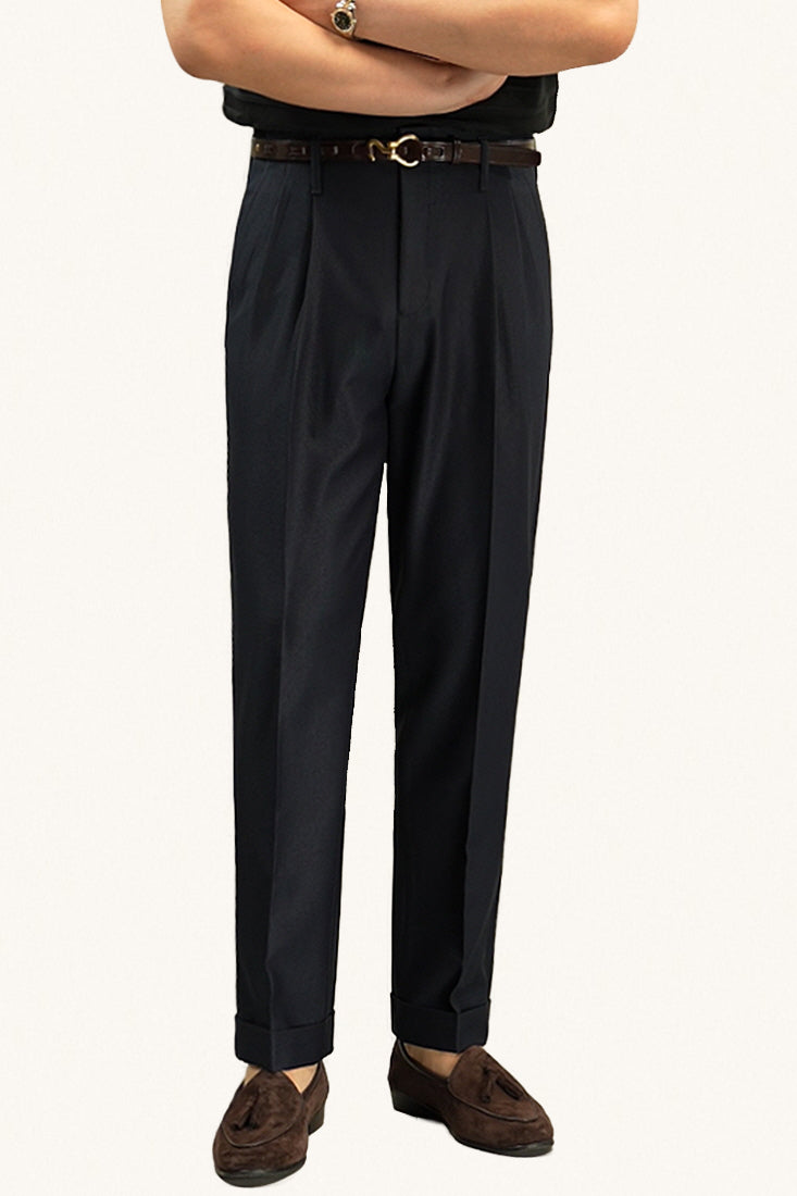MONSEN Suitory High-Waisted Straight-Leg Trousers in Performance Blend front view