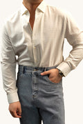 MONSEN Suitory Seersucker One-Piece Collar Shirt in Cotton front view