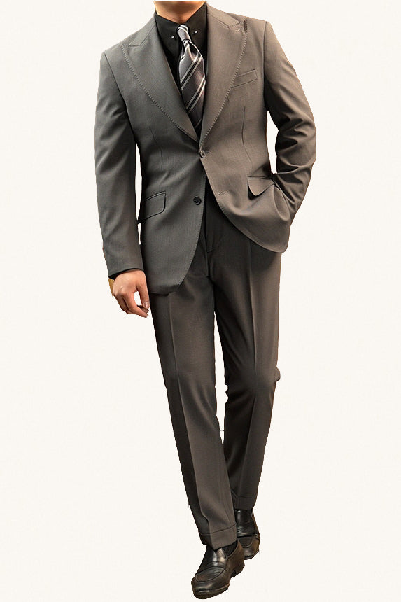 MONSEN Suitory Peak Lapel Formal Business Suit in Performance Blend front view