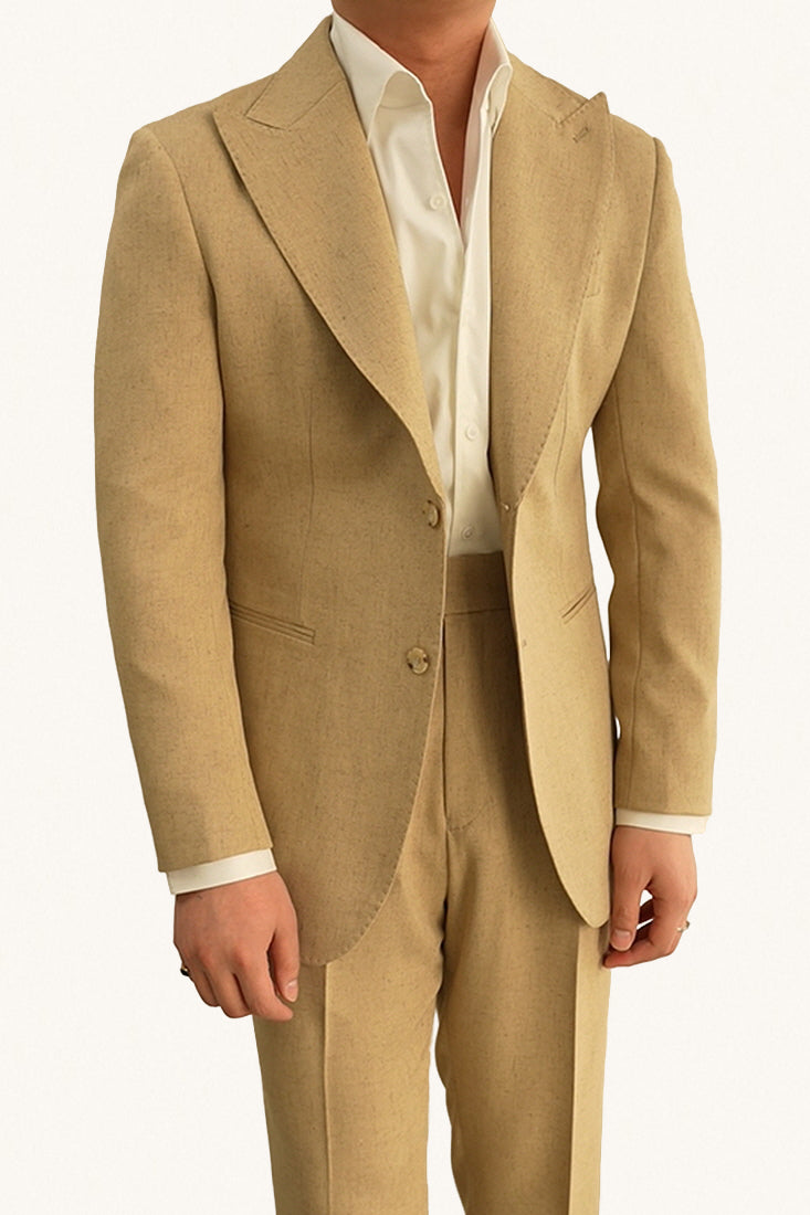 MONSEN Suitory Neapolitan Linen-Blend Slim Blazer/Suit front view