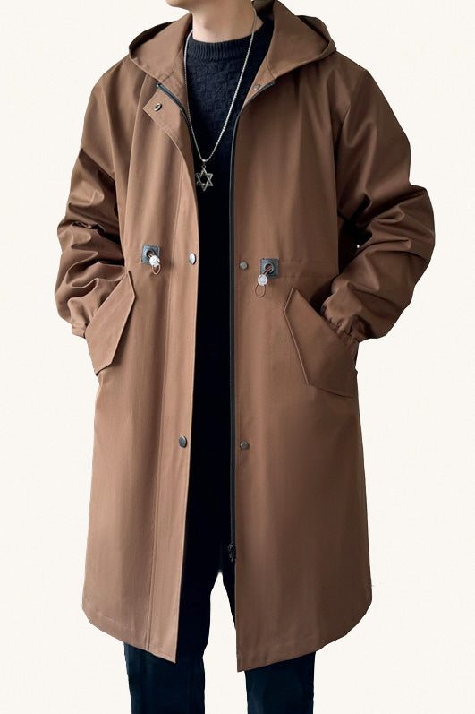 MONSEN Suitory Mid-Length Hooded Trench-Style Coat in Wool product image