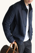 MONSEN Suitory Tencel-Linen Lightweight Sheen Lapel Jacket front view
