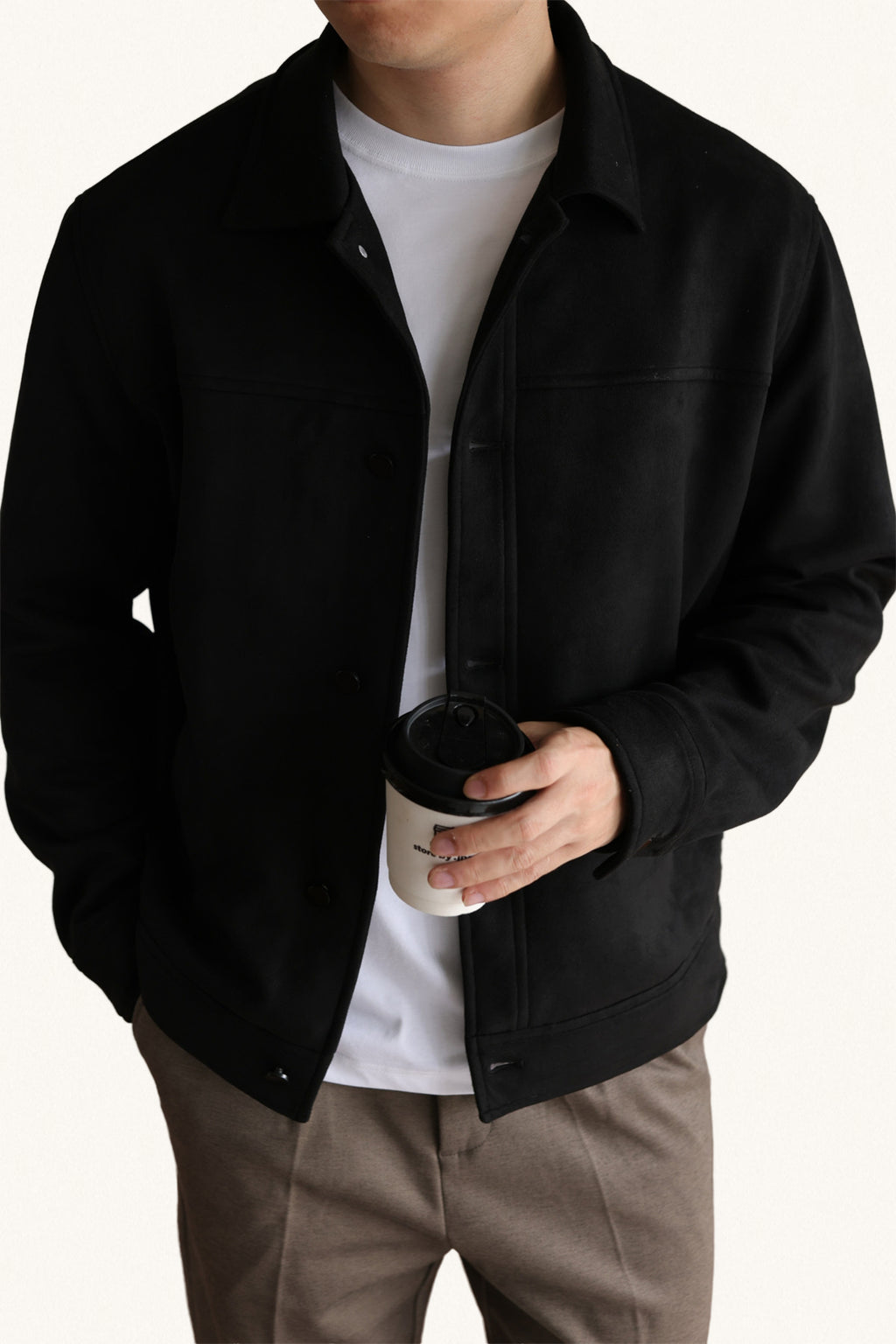 MONSEN Suitory Double-Brushed Faux Suede Lapel Jacket product image