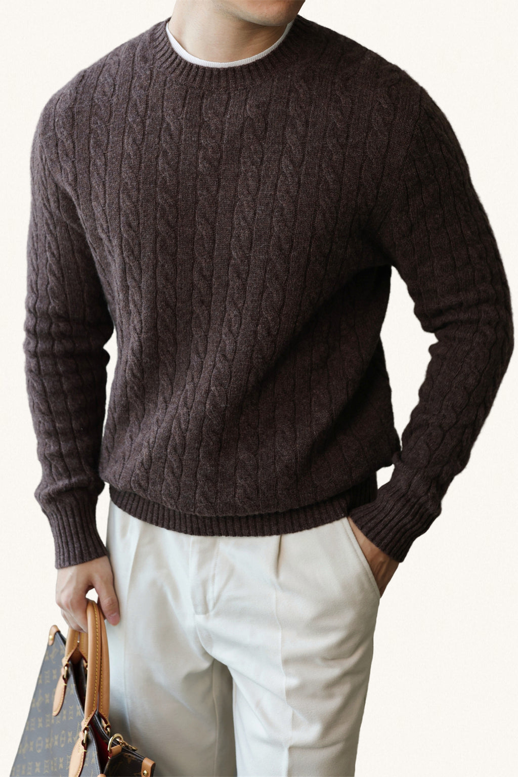 MONSEN Suitory Merino Wool Cable-Knit Sweater product image