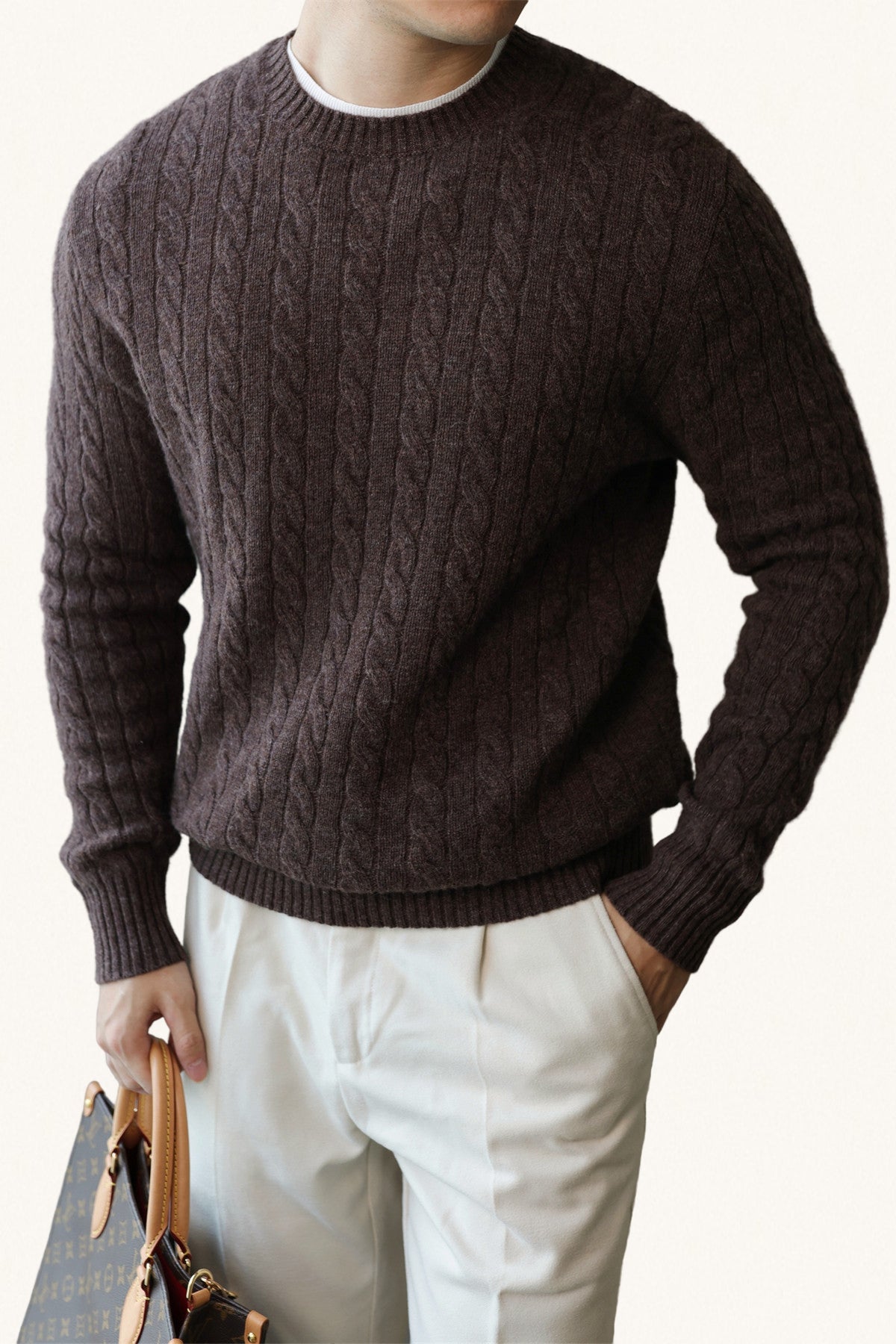 MONSEN Suitory Merino Wool Cable-Knit Sweater product image