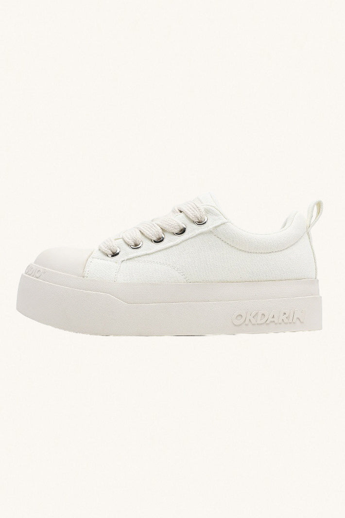 MONSEN Suitory Round-Toe Height-Boost Sneakers in Denim front view