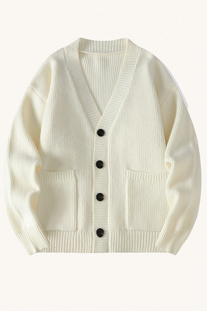 MONSEN Suitory Lightweight V-Neck Knit Cardigan in Performance Blend front view