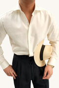 MONSEN Suitory Cotton-Linen Windsor Collar Shirt front view