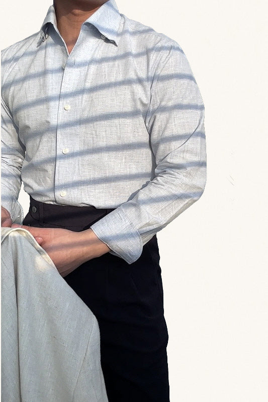 MONSEN Suitory Linen-Cotton One-Piece Collar Shirt product image