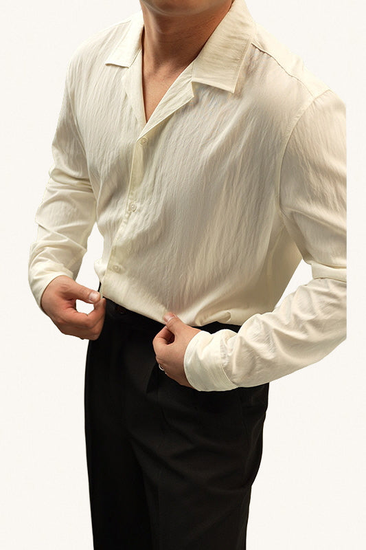 MONSEN Suitory Lightweight Cuban Collar Shirt front view