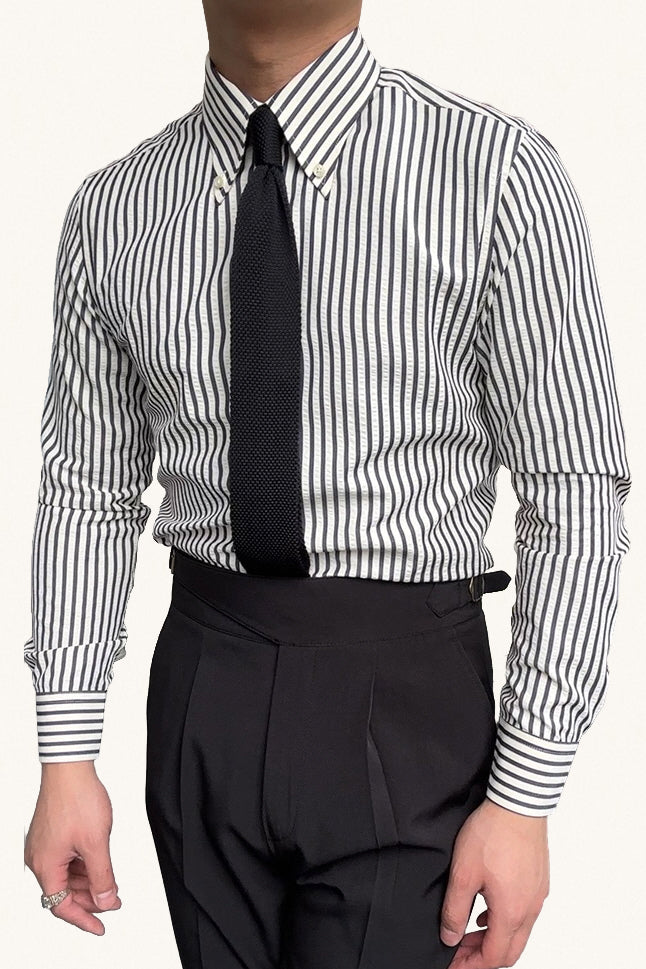 MONSEN Suitory Wide-Spread Collar Seersucker Shirt in Cotton product image