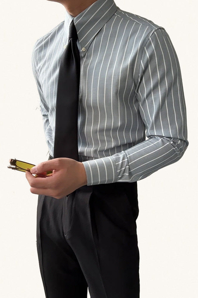 MONSEN Suitory Vintage Striped Dress Shirt in Cotton product image