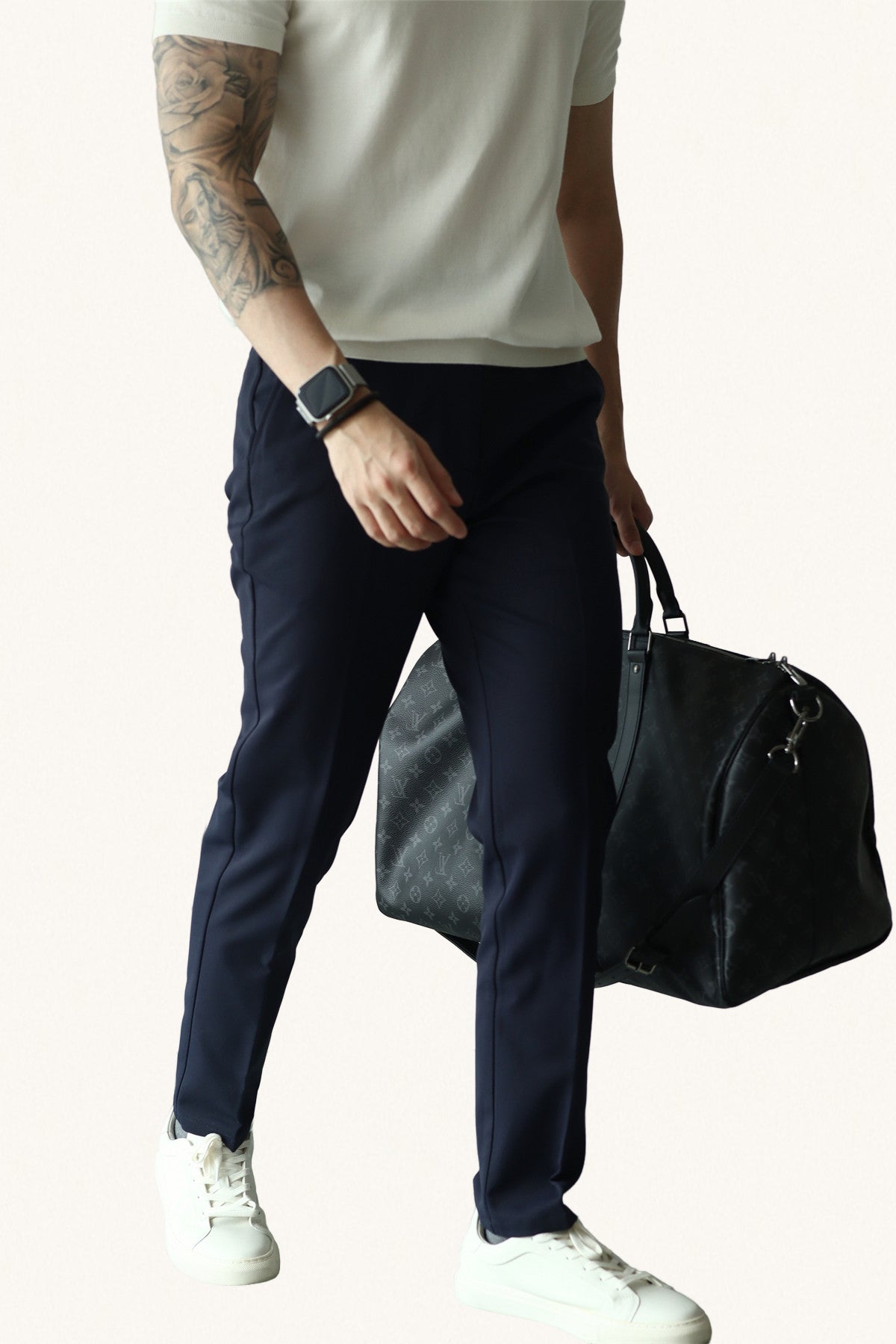 MONSEN Suitory Hidden-Elastic Waist Stretch Ankle Trousers in Performance Blend product image