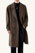 MONSEN Suitory British-Style Over-Knee Trench Coat in Performance Blend front view