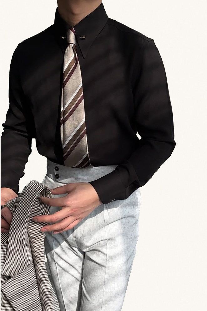 MONSEN Suitory Pure White Pinhole-Collar Dress Shirt in Performance Blend product image