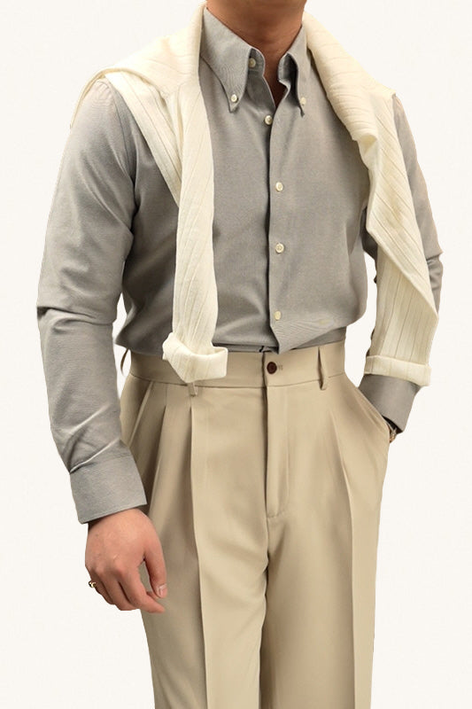 MONSEN Suitory Retro Oxford Non-Iron Wide Collar Shirt in Cotton product image