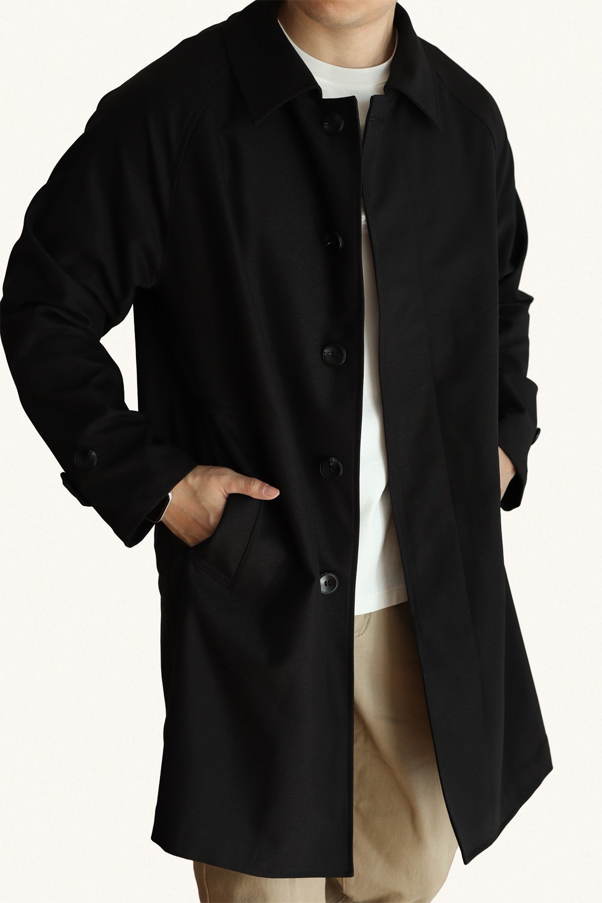 MONSEN Suitory Concealed-Placket Mid-Length Trench Coat in Performance Blend product image