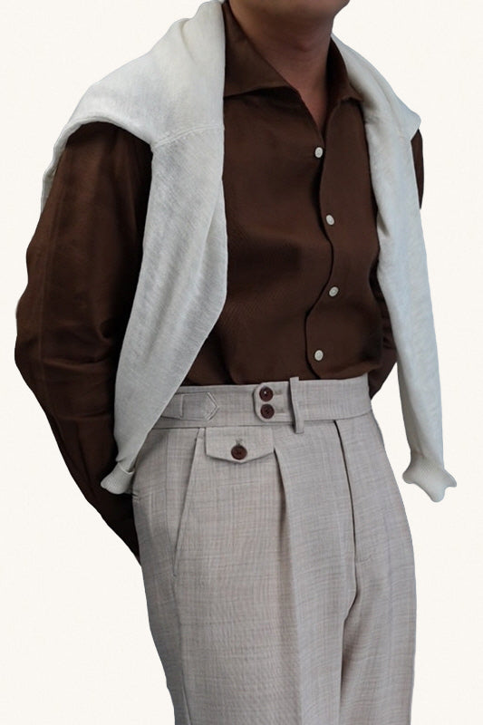 MONSEN Suitory 100% Linen Small V-Neck Shirt product image