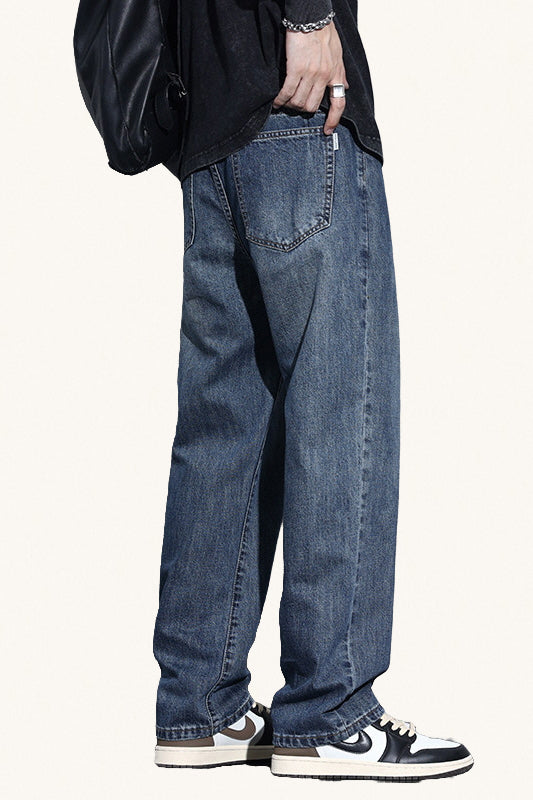 MONSEN Suitory Fleece-Lined Washed Wide-Leg Jeans product image