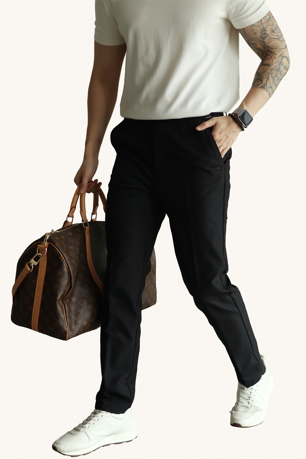 MONSEN Suitory Hidden-Elastic Waist Stretch Ankle Trousers in Performance Blend product image
