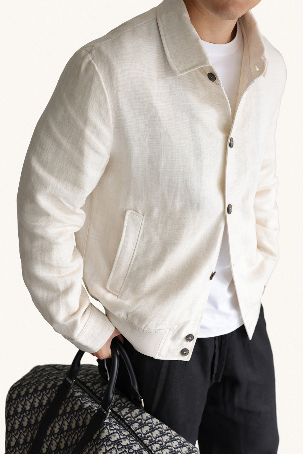 MONSEN Suitory Tencel-Linen Lightweight Sheen Lapel Jacket product image