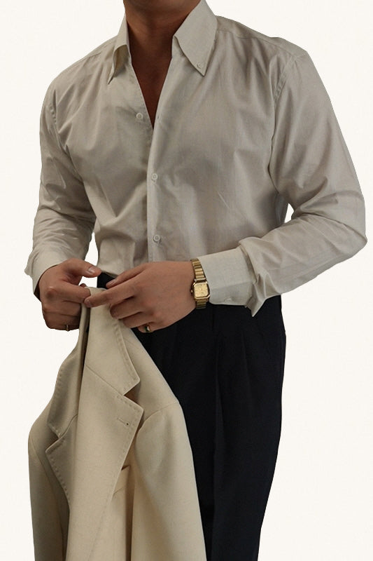 MONSEN Suitory Linen-Cotton One-Piece Collar Shirt product image