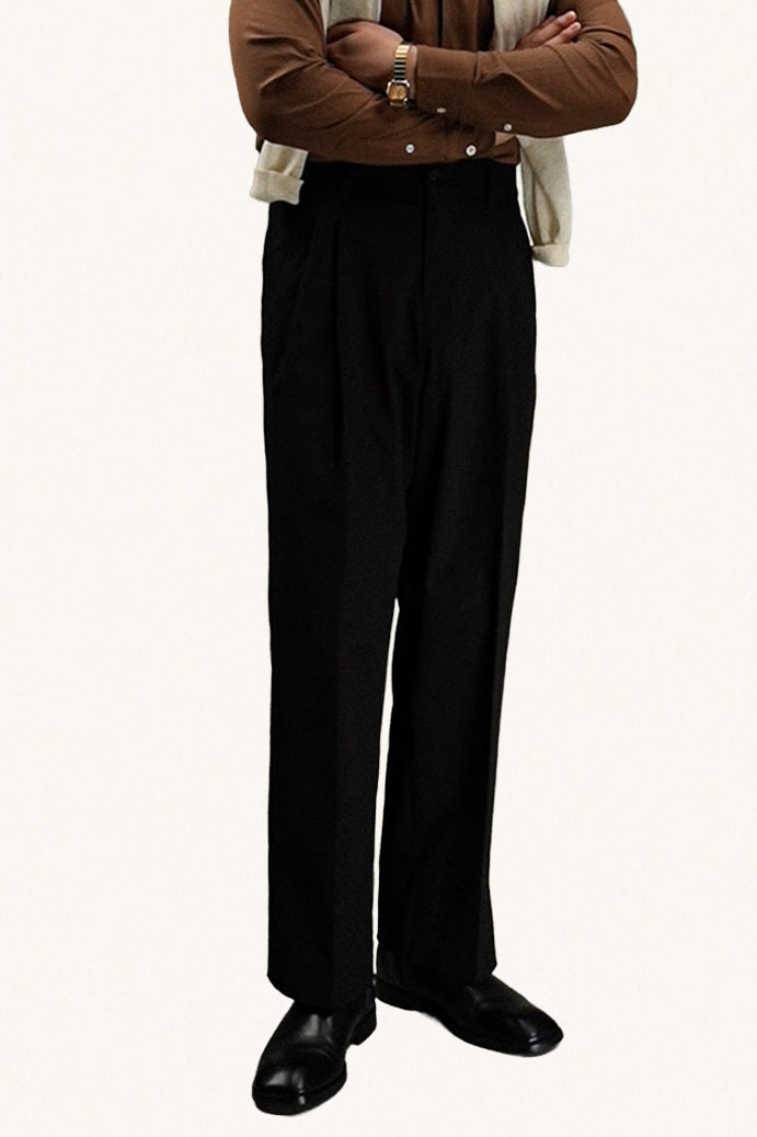 MONSEN Suitory Double-Pleat Cotton Trousers product image