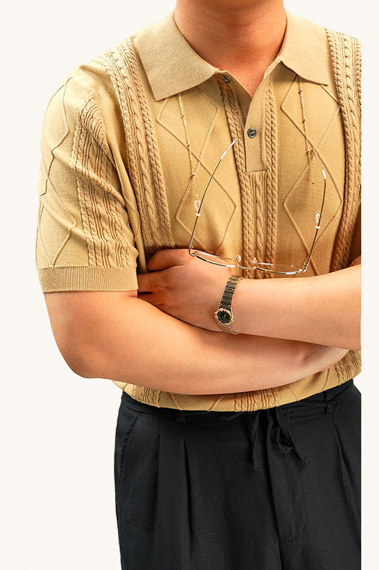 MONSEN Suitory Summer Jacquard Knit Polo in Cotton product image