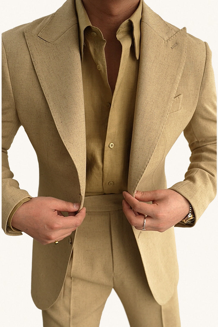 MONSEN Suitory Neapolitan Linen-Blend Slim Blazer/Suit product image