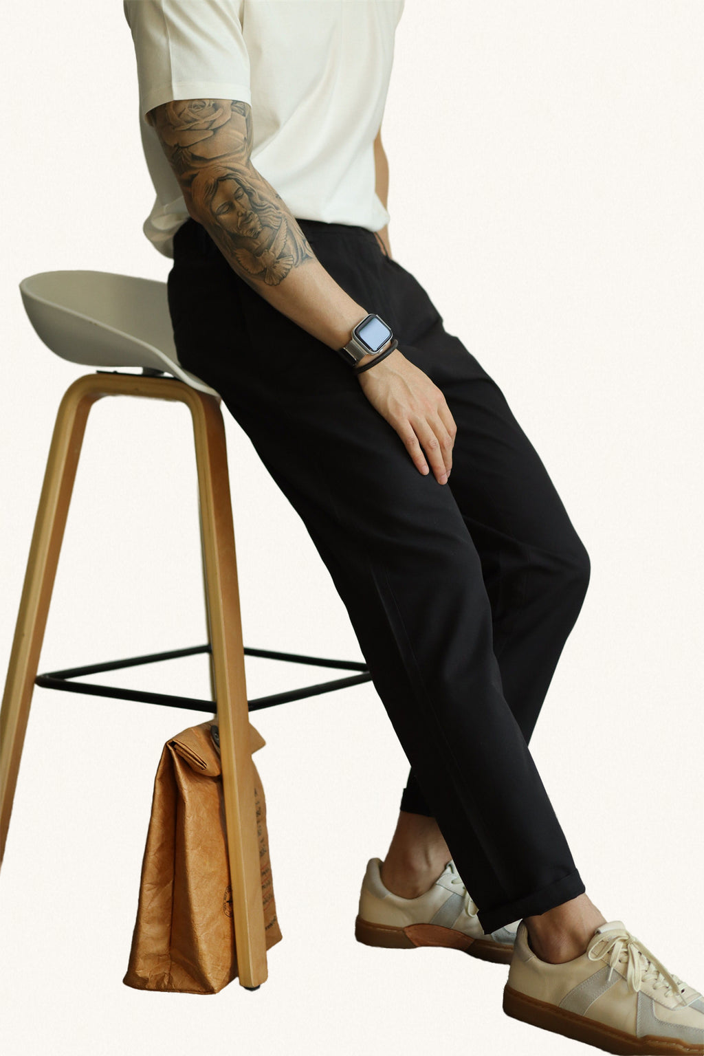 MONSEN Suitory Tencel Straight-Leg Cropped Trousers product image