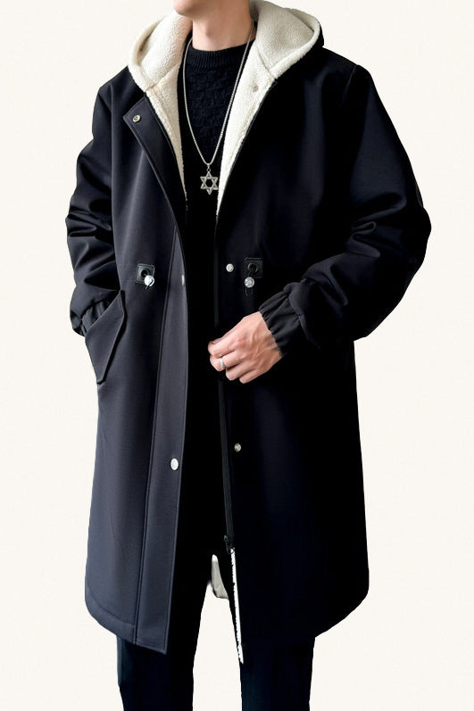 MONSEN Suitory Mid-Length Hooded Trench-Style Coat in Wool product image
