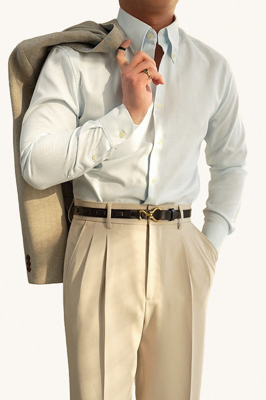 MONSEN Suitory Retro Oxford Non-Iron Wide Collar Shirt in Cotton product image