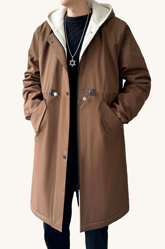 MONSEN Suitory Mid-Length Hooded Trench-Style Coat in Wool product image