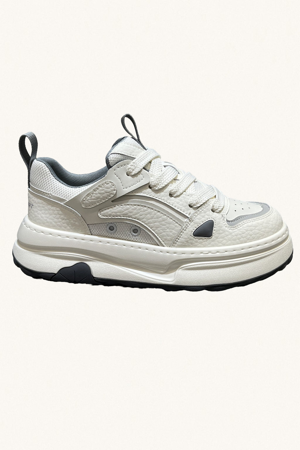 MONSEN Suitory White Low-Top Court Sneakers in Leather product image