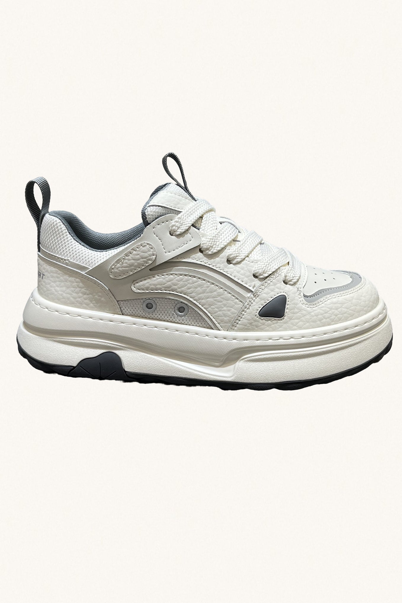 MONSEN Suitory White Low-Top Court Sneakers in Leather product image