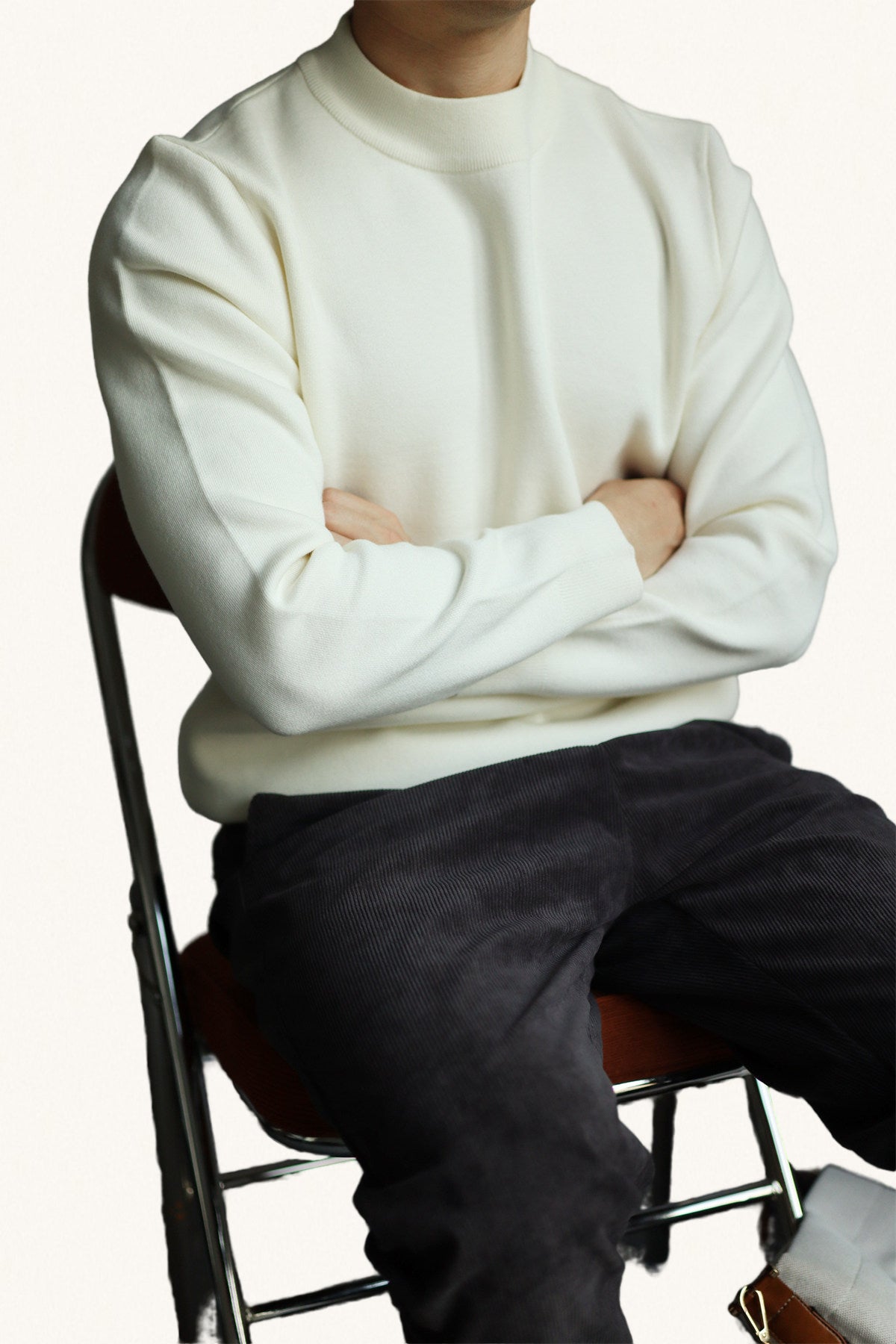MONSEN Suitory Mid-Neck Ribbed Knit in Cotton front view