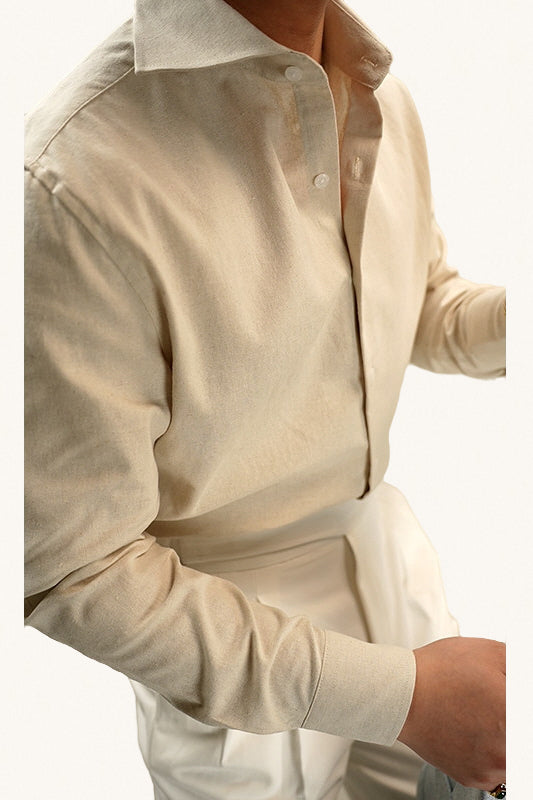 MONSEN Suitory Cotton-Linen Windsor Collar Shirt product image