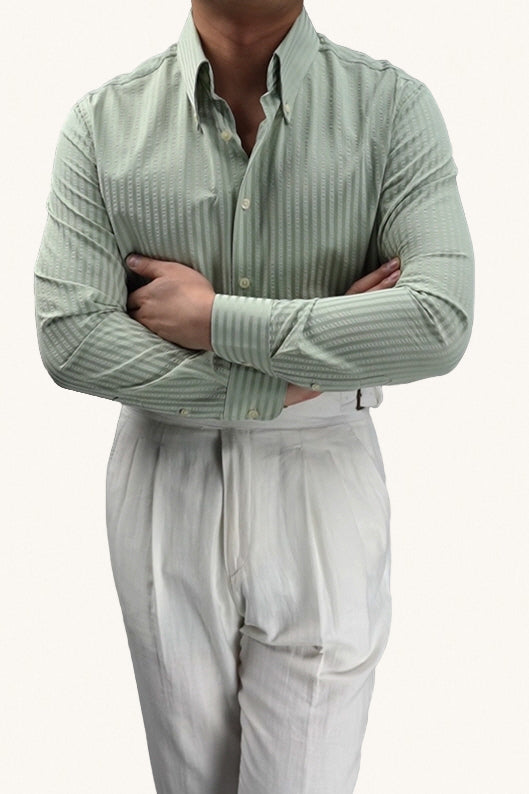 MONSEN Suitory Seersucker Stripe Shirt in Cotton product image