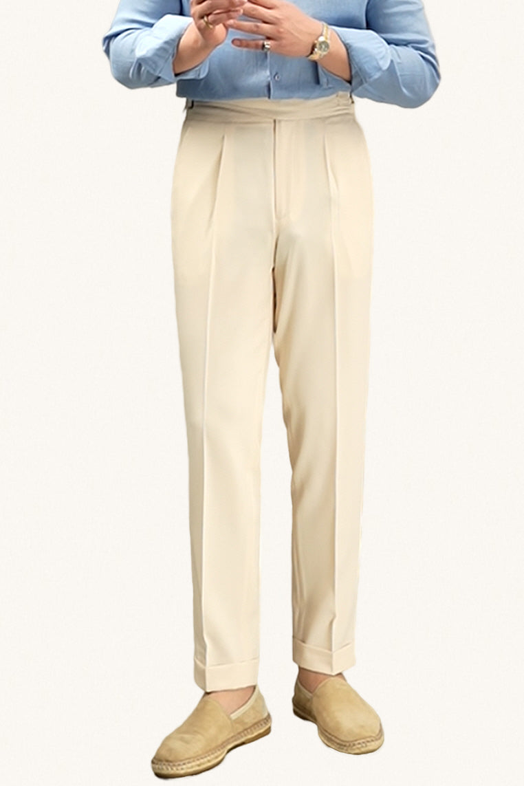 MONSEN Suitory Single-Pleated Trousers in Performance Blend front view