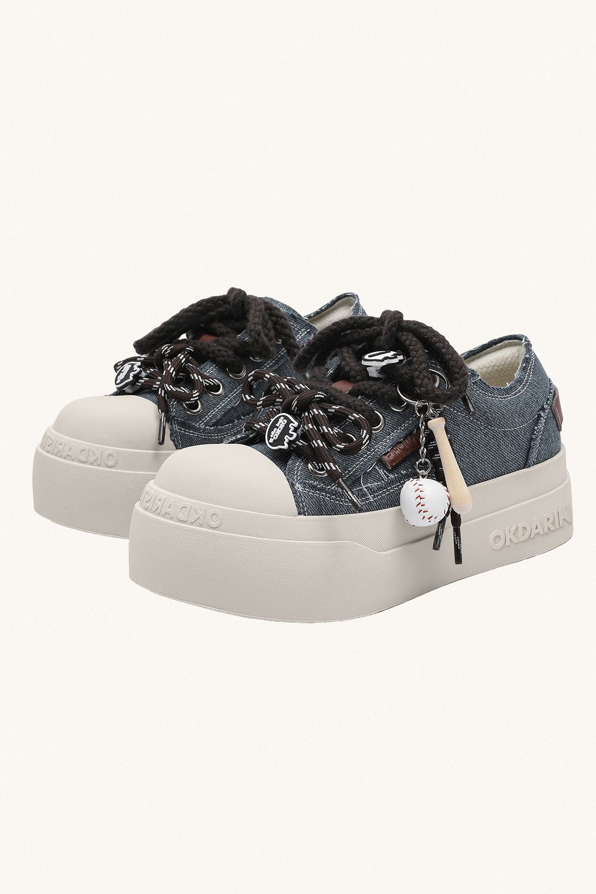 MONSEN Suitory Round-Toe Height-Boost Sneakers in Denim product image