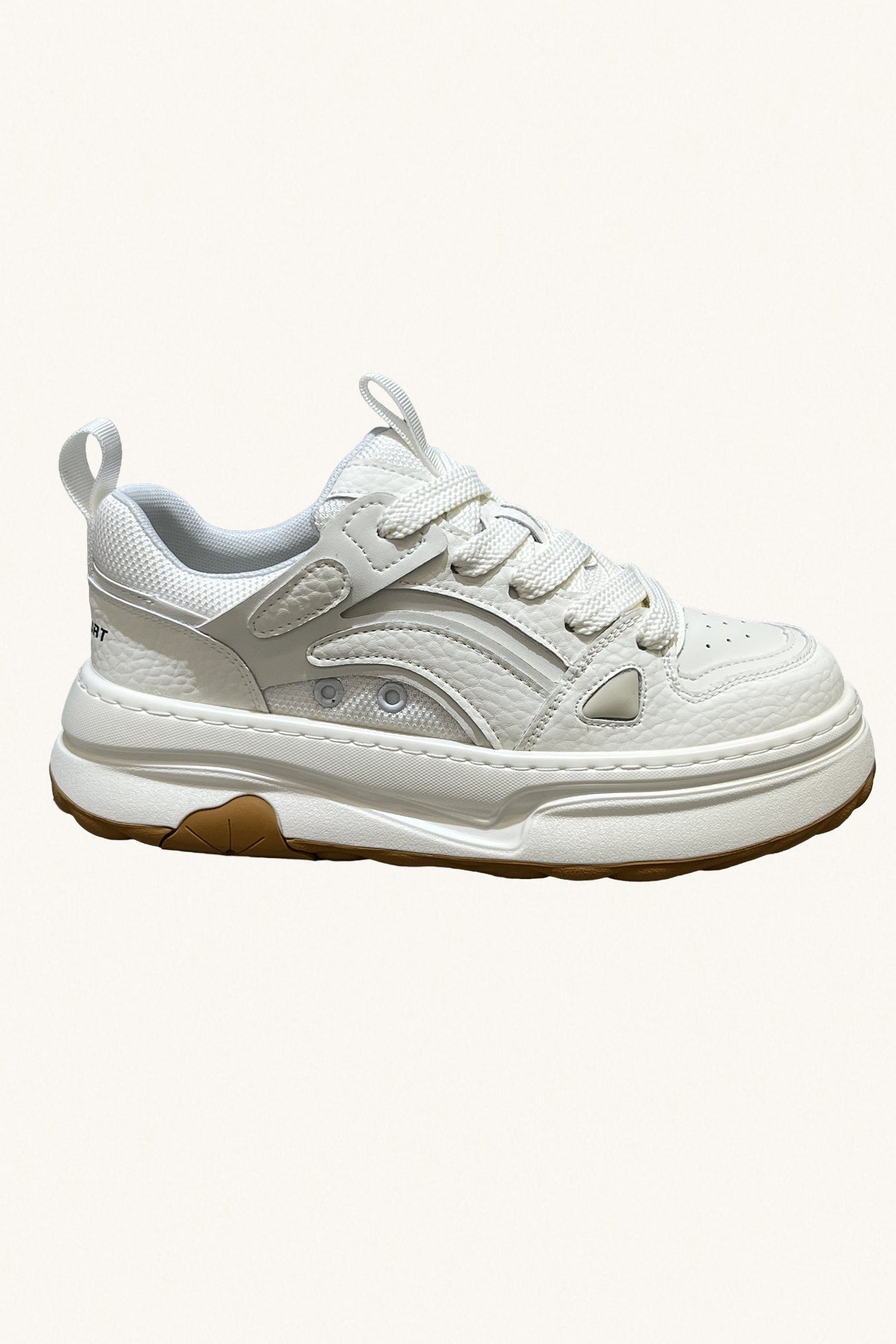 MONSEN Suitory White Low-Top Court Sneakers in Leather product image