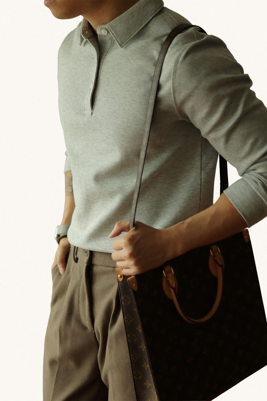 MONSEN Suitory Air-Layer Cotton Long Sleeve Polo product image