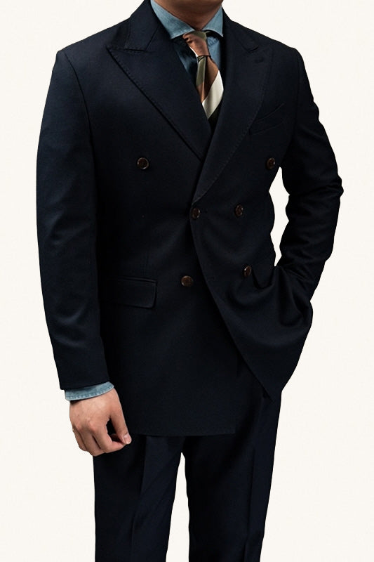MONSEN Suitory Double-Breasted Peak Lapel Suit Set in Wool product image