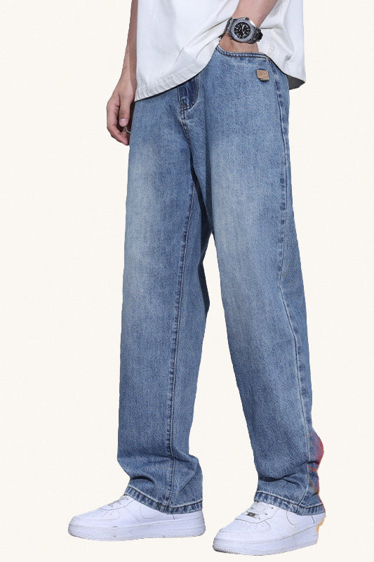 MONSEN Suitory Fleece-Lined Washed Wide-Leg Jeans product image