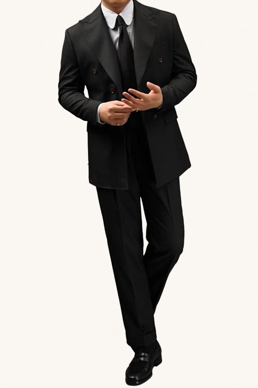 MONSEN Suitory Double-Breasted Peak Lapel Suit Set in Wool product image