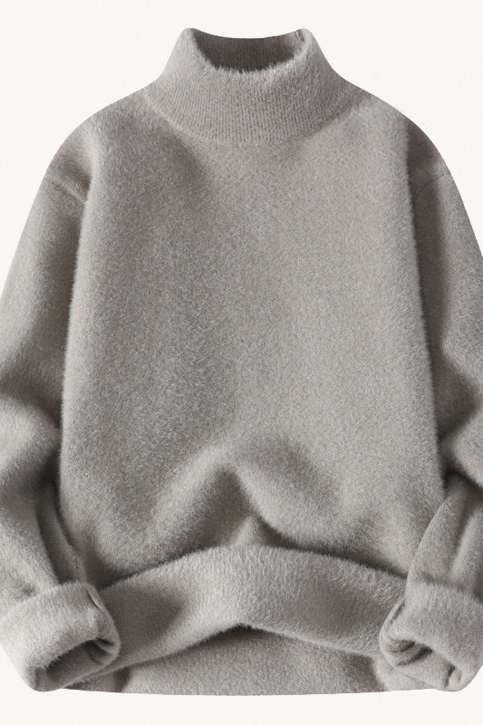 MONSEN Suitory Mock-Neck Fleece Chenille Sweater in Fleece-Lined product image
