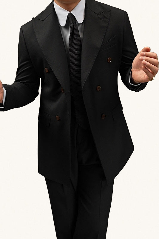 MONSEN Suitory Double-Breasted Peak Lapel Suit Set in Wool product image